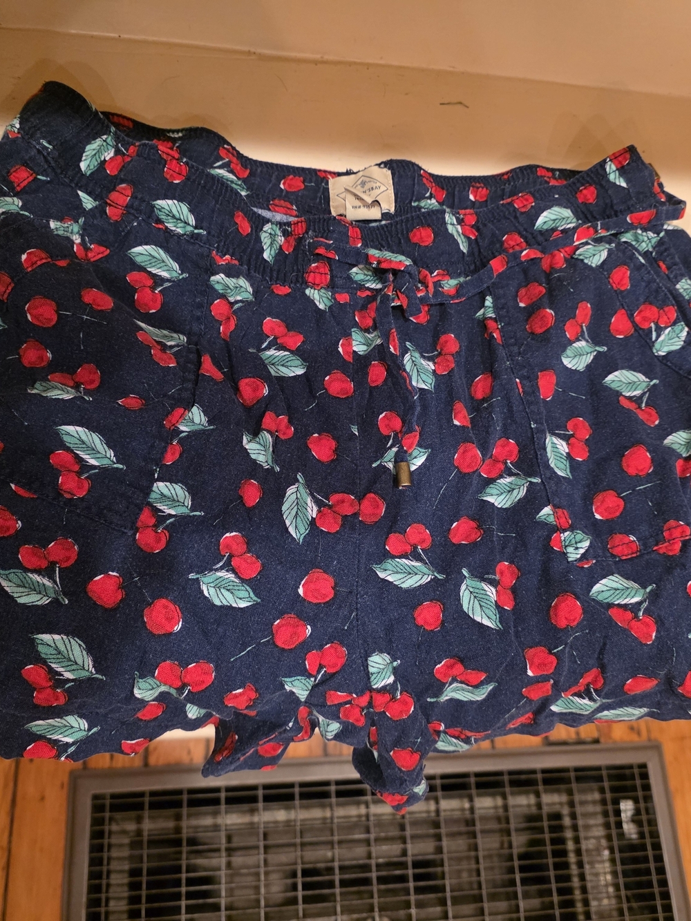 St. John's Bay LINEN Navy Shorts with Red Cherry Print
